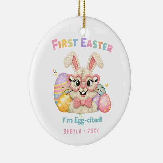 Cute Bunny Baby's First Easter  Keramisch Ornament (Rechts)