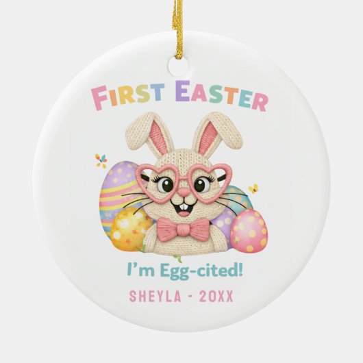 Cute Bunny Baby's First Easter  Keramisch Ornament (Achterkant)