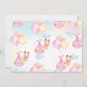 Cute Bunny Balloons Girl Baby shower Sprinkle Bedankkaart (Achterkant)