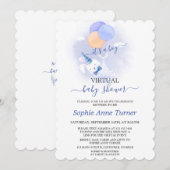 Cute Bunny Balloons Jongen Virtuele Baby Shower Kaart (Voorkant / Achterkant)