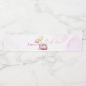 Cute Bunny Balloons Roze en goud Baby shower Waterfles Etiket (Enkel label)