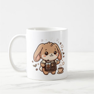 Cute Bunny Barista Coffee Clipart Mok
