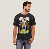 Cute Bunny Basset Hound Dog Head Easter Egg Happy  T-shirt (Voorkant volledig)