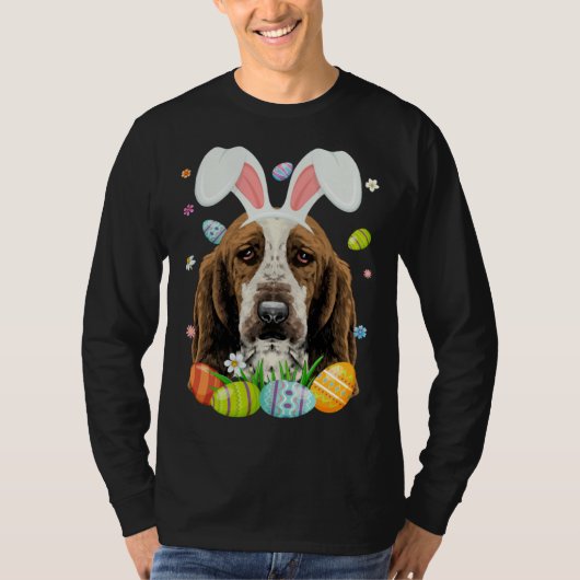 Cute Bunny Basset Hound Dog Head Easter Egg Happy  T-shirt (Voorkant)