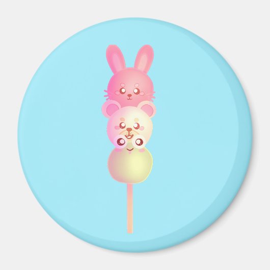 Cute Bunny,Bear En Frog Dango Glanzende Poster Magneet (Voorkant)