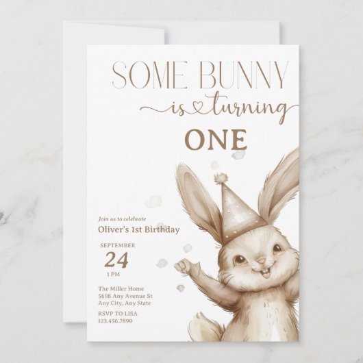 Cute Bunny Birthday Kaart (Voorkant)