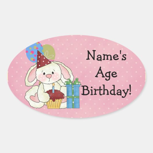 Cute Bunny Birthday Stickers (Voorkant)