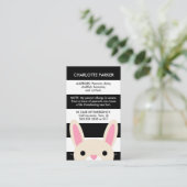 Cute Bunny Black Stripes Kinder Allergy Card Contactkaartje (Staand voorkant)