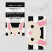 Cute Bunny Black Stripes Kinder Allergy Card Contactkaartje (Voorkant / Achterkant)