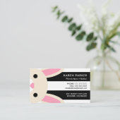 Cute Bunny Black Stripes Mammie Card Contactkaartje (Staand voorkant)
