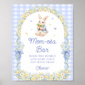 Cute Bunny Blue Baby Shower Mom-osa Bar Poster (Voorkant)