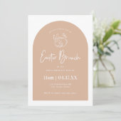 Cute Bunny Blush Pink Arch Easter Brunch Kaart (Staand voorkant)