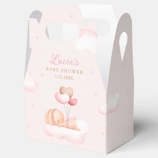 Cute Bunny Blush Pink Waterverf Girl Baby shower Bedankdoosjes (Geopend)