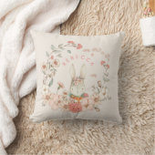  Cute Bunny Botanical Name Baby Girl Cream Kussen (Deken)