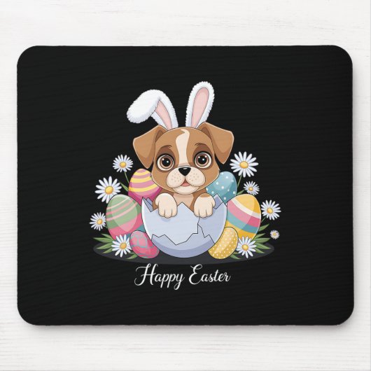 Cute Bunny Boxer Dog Floral Easter Eggs Sket Dog P Muismat (Voorkant)