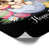 Cute Bunny Boxer Dog Floral Easter Eggs Sket Dog P Poster (Hoek)