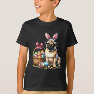 Cute Bunny Boxer Hond Bloemrijke Paaseieren Sket H T-shirt