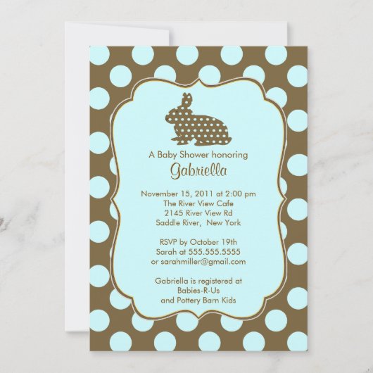 Cute Bunny Boy Baby shower Invitation Kaart (Voorkant)