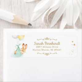 Cute Bunny Boy Baby shower Return Address Label