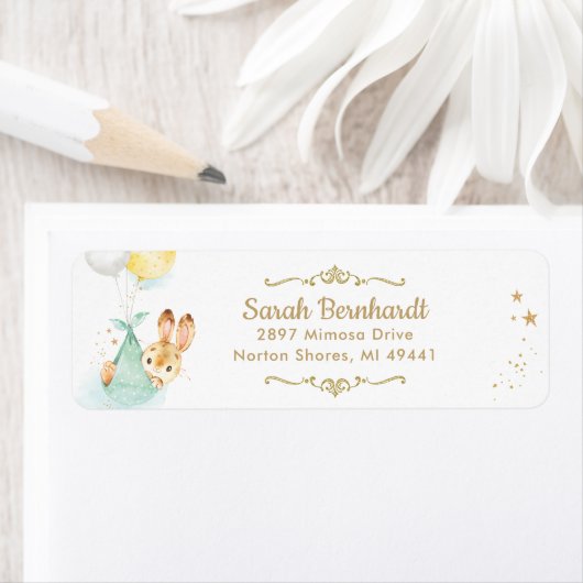 Cute Bunny Boy Baby shower Return Address Label (Insitu)