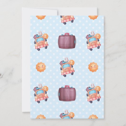 Cute Bunny Boy Baby shower rijdt door Kaart (Achterkant)