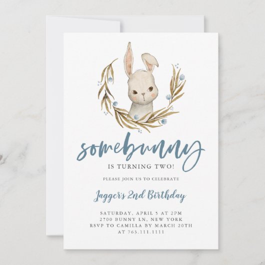 Cute Bunny Boy Birthday Party Kaart (Voorkant)