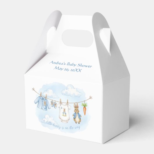 Cute Bunny Boy Clothesline Baby Shower   Bedankdoosjes (Voorkant Zijde)