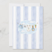 Cute Bunny Boy Clothesline Baby Shower Bedankkaart (Achterkant)