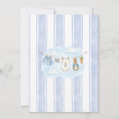 Cute Bunny Boy Clothesline Baby Shower Kaart (Achterkant)