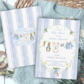 Cute Bunny Boy Clothesline Baby Shower Kaart