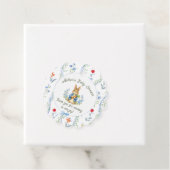 Cute Bunny Boy Floral Blue Bow Baby Shower Bedankjes Labels (In situ)