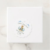 Cute Bunny Boy Floral Blue Bow Baby Shower  Bedankjes Labels (In situ)