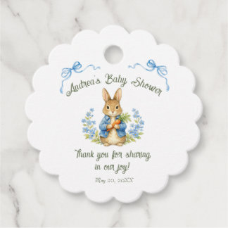 Cute Bunny Boy Floral Blue Bow Baby Shower  Bedankjes Labels