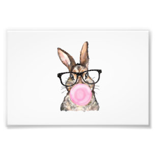 Cute Bunny Bril Bubblegum Pasen Dag Meisjes Kinder Foto Afdruk