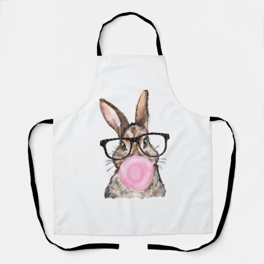 Cute Bunny Bril Bubblegum Pasen Dag Meisjes Kinder Schort (Voorkant)