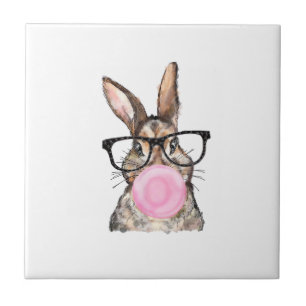 Cute Bunny Bril Bubblegum Pasen Dag Meisjes Kinder Tegeltje