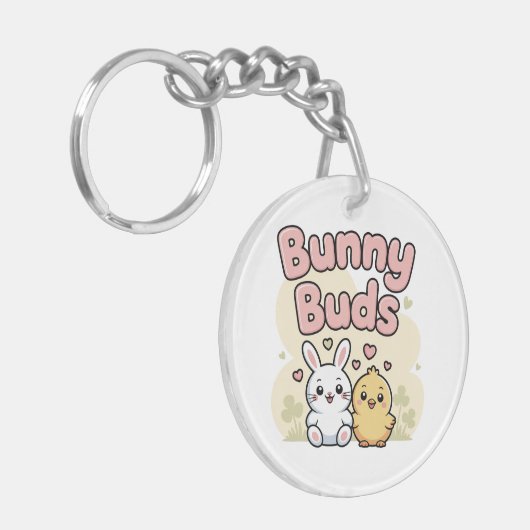 Cute Bunny Buds Easter Keychain (Voorkant Links)