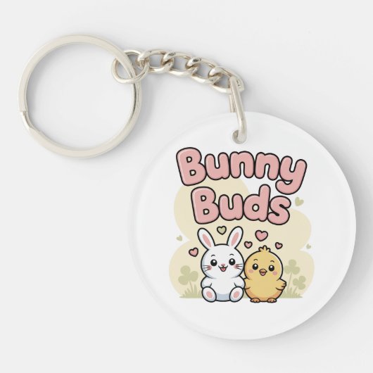 Cute Bunny Buds Easter Keychain (Voorkant)