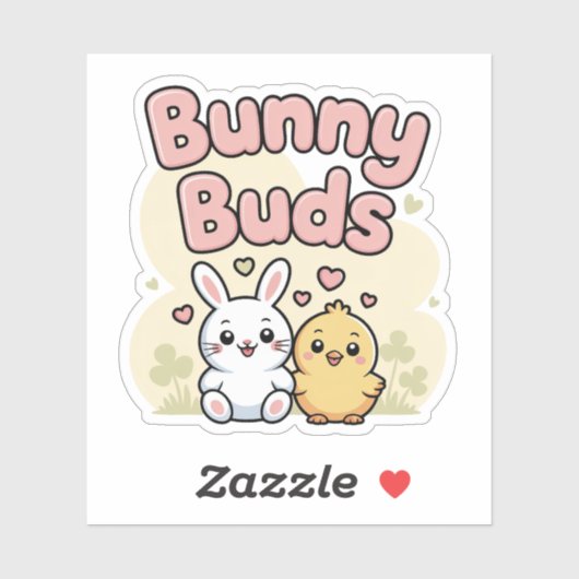 Cute Bunny Buds Easter Sticker (Vel)