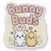 Cute Bunny Buds Easter Sticker (Voorkant)