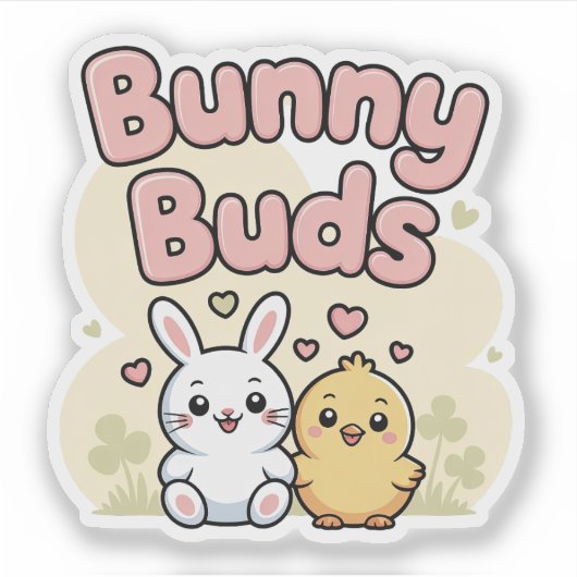 Cute Bunny Buds Easter Sticker (Voorkant)