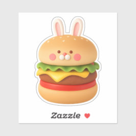 Cute Bunny Burger Character Custom Sticker