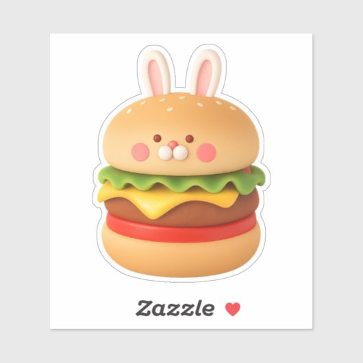 Cute Bunny Burger Character Custom Sticker (Vel)
