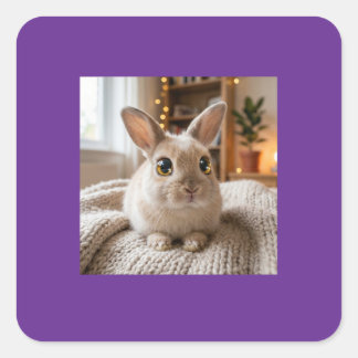 Cute bunny card vierkante sticker