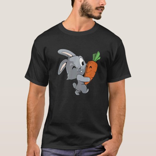 Cute Bunny Carries Big Carrot Rabbit T-shirt (Voorkant)