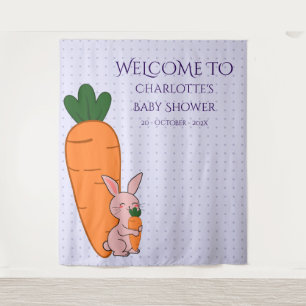 Cute Bunny & Carrot Baby Shower Achtergrond Wandkleed