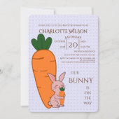 Cute Bunny & Carrot Baby Shower Kaart (Voorkant)