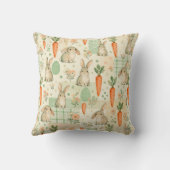 Cute Bunny & Carrot Cottage Patroon (1) Kussen (Achterkant)