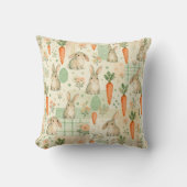 Cute Bunny & Carrot Cottage Patroon (1) Kussen (Voorkant)