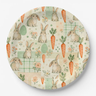 Cute Bunny & Carrot Cottage Patroon (1) Papieren Bordje
